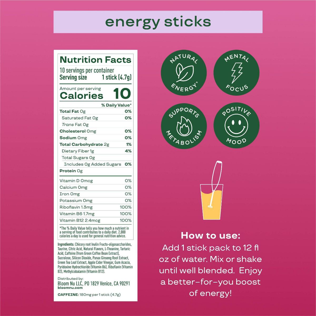 Bloom Nutrition Energy Sticks- Cherry Lime