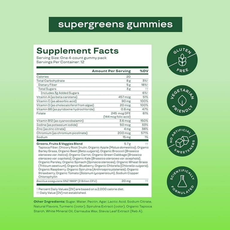 Bloom Nutrition Super Greens Gummies 12 servings